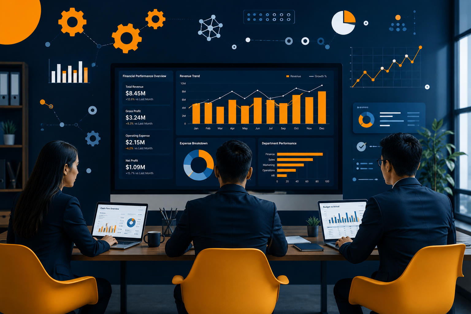 Identifying operational efficiency opportunities using financial data dashboards